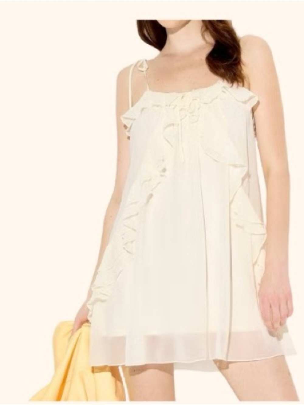 Cream Ruffle Spaghetti Strap Mini Dress
